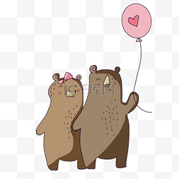 卡通手绘谈恋爱的小熊