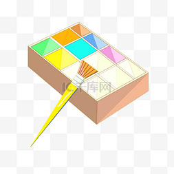 绘画颜料盒画笔