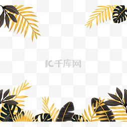 棕榈叶金色图片_手绘风格热带树叶边框