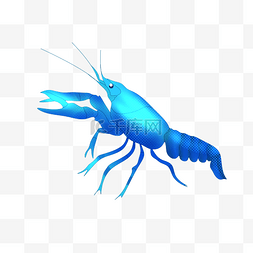 蓝色美食图片_蓝色龙虾动物插画