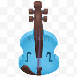 卡通乐器蓝色图片_蓝色小提琴卡通乐器