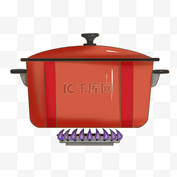 厨房厨具图片_厨房厨具红色锅
