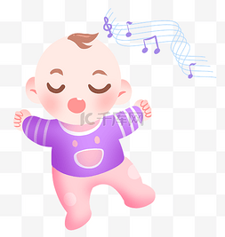 婴儿宝宝图片_听音乐婴儿的插画