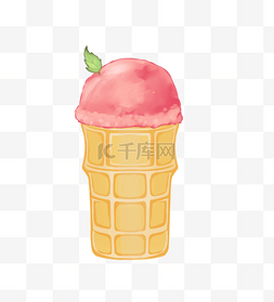 蛋筒草莓冰淇淋