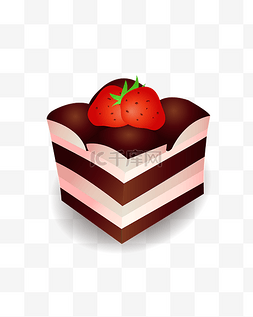 儿童节日手绘图片_矢量巧克力草莓蛋糕