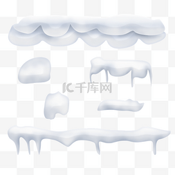 冰雪运动图标图片_寒冷冬季屋檐抽象雪帽冰帽冰雪冻