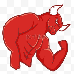 牛漫画手绘霸气图片_霸气牛年2021红牛肌肉强壮