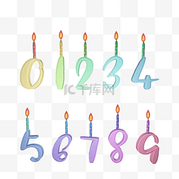 庆祝生日可爱数字蜡烛