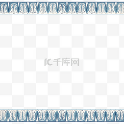 中国素雅青花瓷装饰边框浅蓝