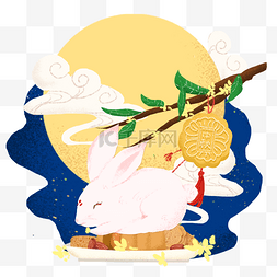 月兔吃月饼图片_中秋节月兔吃月饼