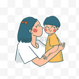 母亲抱着孩子的图片_矢量免抠卡通可爱儿童节抱着孩子