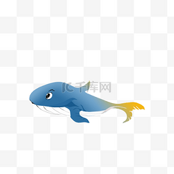 大型动物插画图片_蓝色的鲸鱼免抠图