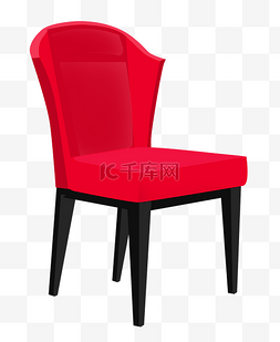 餐椅家具图片_红色布艺椅子插画