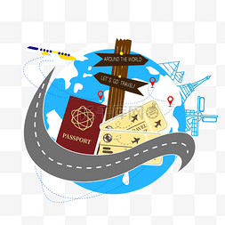 旅行元素图片_创意矢量世界环球旅行