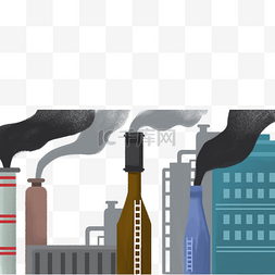 污染环境卡通图片_卡通排放烟囱工厂