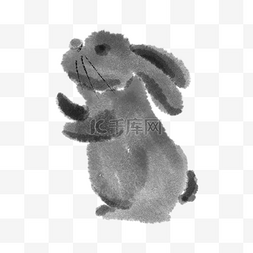水墨中秋节可爱月兔
