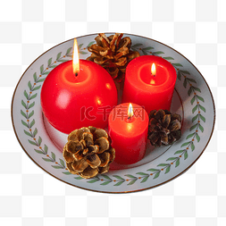 圣诞节红蜡烛松果