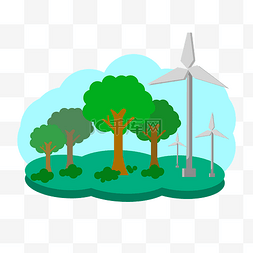风力发电环保图片_灰色的风车环保插画