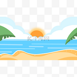 沙滩海浪植物太阳景色