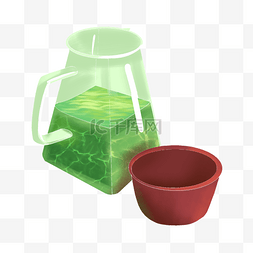 红茶插画图片_透明的容器餐具插画