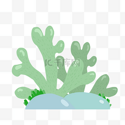 珊瑚插画元素图片_卡通绿色珊瑚插画