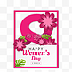 创意方形粉红色花朵装饰妇女节贺卡