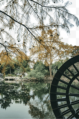 丽江水车图片_水车湖景公园