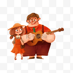 弹吉他男孩卡通图片_卡通小男孩弹吉它给女孩听