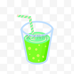 夏天绿色果汁汽水饮料卡通可爱免