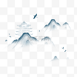 中国风山水水墨画