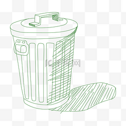 绿色线条垃圾桶
