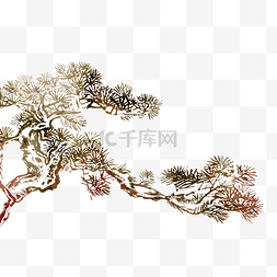 剪纸植物图片_中国古典水墨装饰松枝