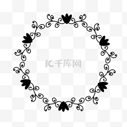 svg黑色花纹圆环装饰