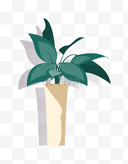 植物花卉花瓶图片_矢量扁平花瓶植物花卉
