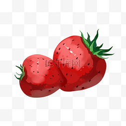 手绘自然夏季水果红色草莓免抠png