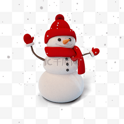 立体圣诞雪花图片_打招呼的雪人3d元素