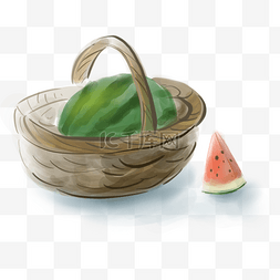 水粉篮子里的西瓜