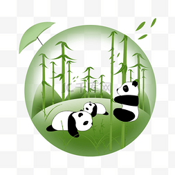 竹叶竹林熊猫