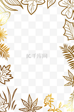 金色叶脉图片_秋季叶子边框