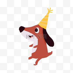一个带着生日帽的小狗