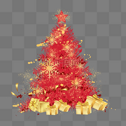 圣诞树雪花图片_圣诞圣诞节红色装饰圣诞树
