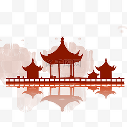 中式凉亭建筑剪影