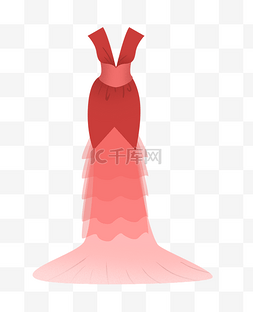 红色无袖婚纱礼服