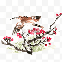 桃花树上的飞鸟