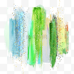 蓝色笔刷效果图片_绿色和蓝色混色彩色抽象笔刷glitte