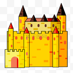 宫殿仙境图片_卡通黄色城堡插画