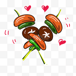 卡通蔬菜烤串图片_两串烤蔬菜卡通插画