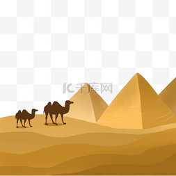 沙漠沙漠剪影图片_沙漠骆驼金字塔