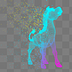 马奔跑科技动物智能魔幻数据光点状线蓝色