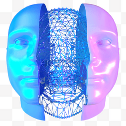 科技大脑大脑图片_科技智能头像魔幻数据蓝色线框正